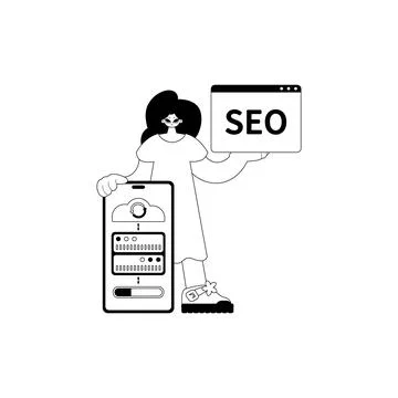 Daughter and server . cloud storehouse and SEO subject . black and flannel .. Illustrazione stock