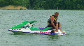 Daughter Boarding Jet Ski HD Footage