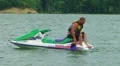 Daughter Boarding Jet Ski HD Footage