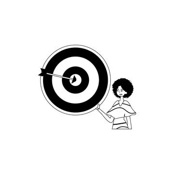 The daughter is holding a devour with arrow in the compilation . skill conc.. Illustrazione stock