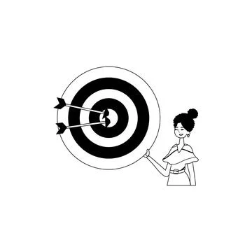 The daughter is holding a devour with arrow in the compilation . skill conc.. Illustrazione stock