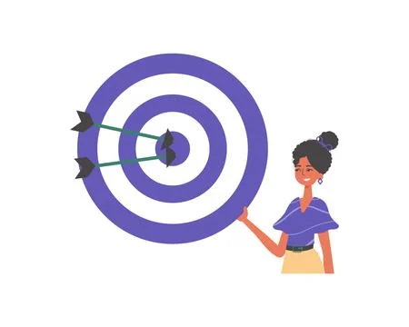 The daughter holds in his handwrite a devour with arrow that hit the kernel b Illustrazione stock