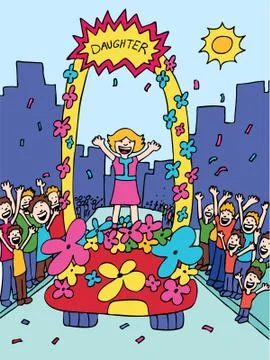 Daughter parade Stock Illustration