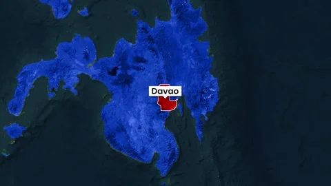 Davao region location highlighted on blue animated satellite map motion footage Stock Footage 341782291