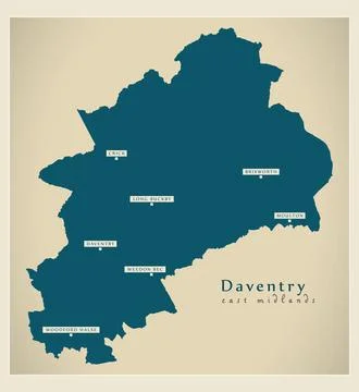Daventry district map - England UK Stock Illustration