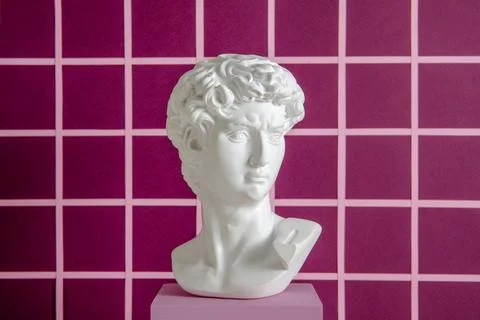 David antique statue on a pixel background as a minimal concept of digital Stock Photos