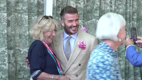 David Beckham makes debut visit to RHS Chelsea Flower Show Stock Footage 309566022