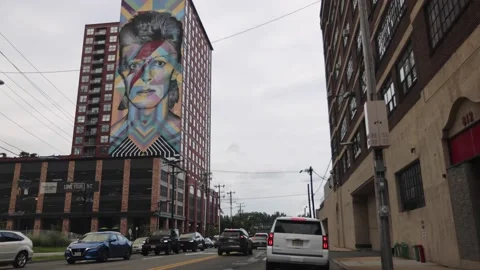 David Bowie mural Stock Footage 158130330