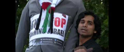 David Cameron Head on Manequine at Huge Rally for Gaza on August 9 2014 Lond Stock Footage 144252424