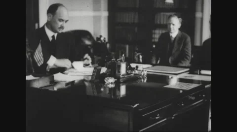 David Franklin Houston working in office Stock Footage