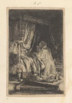 David in Gebed; Collection of eighty-five original prints.The print is par... Foto stock