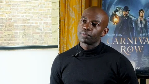 David Gyasi is interviewed at Amazon TV show 'Carnival Row' press junket - 2019 Video stock 119417371