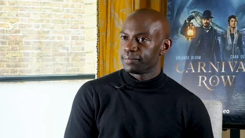 David Gyasi interviewed at press junket for Amazon TV show 'Carnival Row' - 2019 Video stock 119417023