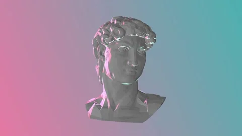 David Head 3D Glitch Effect Animation. Abstract Futuristic David Sculpture. Stock Footage 185959892