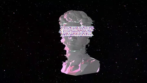 David Head 3D Glitch Effect Animation. NFT Cryptoart Concept. 4K Stock Footage 190586038