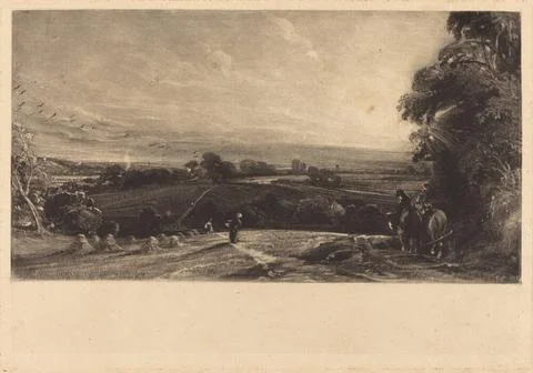 David Lucas after John Constable, Autumnal Sunset, in or after 1830 Autumn... Stock Photos