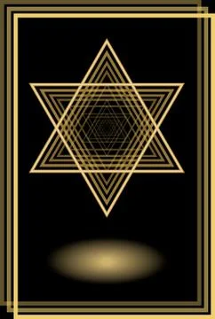David star in optical art style, golden motif on black background with golden Stock Illustration