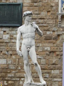 David Statue in Front of Palazzo Vecchio in Florence Stock Photos