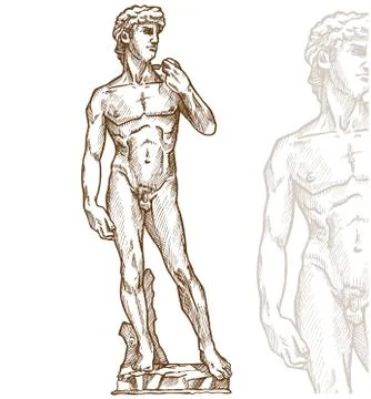 David statue of Michelangelo hand drawn イラスト素材