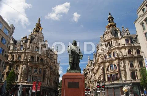 David Teniers monument in Antwerp. Stock Photos