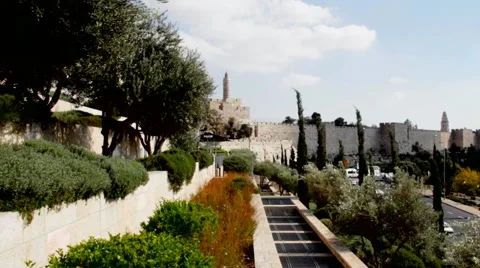 David tower and Walls of old city. Jerusalem 3 Stock Footage 44425064