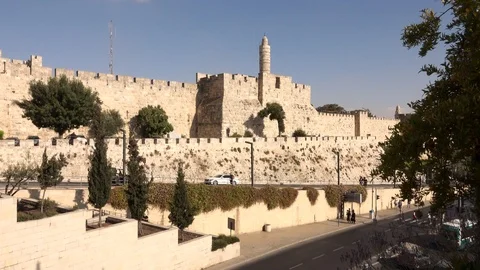 David Tower, Jaffa Gate, Jerusalem Old City 스톡 동영상 124527687
