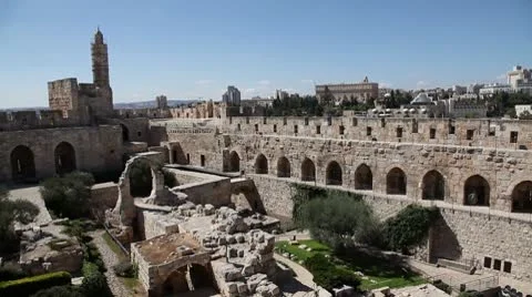 David tower, Jerusalem old city, pan Видео 8846317