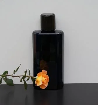 Davidoff Cool Water Eau de Toilette big perfume bottle decorated with a rose Stock Photos