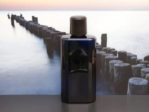 Davidoff Cool Water Eau de Toilette big perfume bottle in front of the picture 写真素材