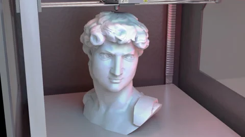 David's Head printed by 3D Printer // 3D Visualization Stock Footage 42674570