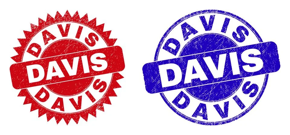 DAVIS Rounded and Rosette Stamp Seals with Grunged Surface Ilustración de archivo