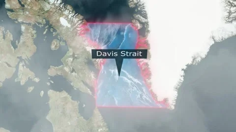Davis Strait Map - Clouds Effect Video stock 267243451