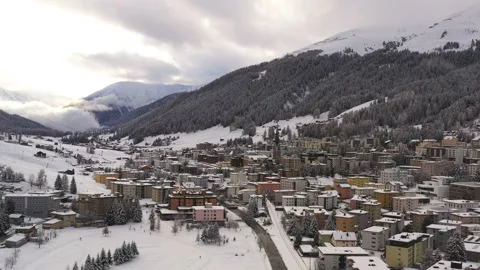 Davos city winter view Vidéo 138802935