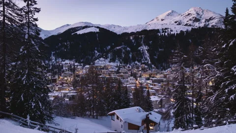 Davos winter day to night time lapse. Vidéo 143242293