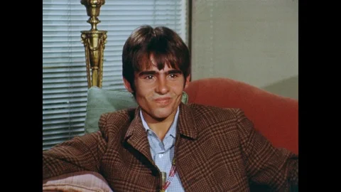 Davy Jones offers some thoughts on the cultural differences in USA, UK 1968 Stock Footage 133274674