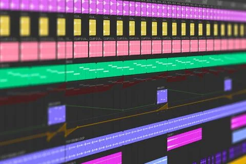 DAW Computer Music - Samples &amp; Notes. Digital Audio Workstation Fotos de archivo