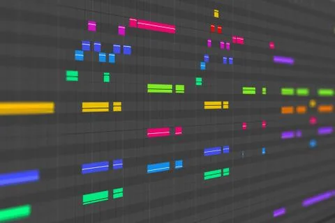 DAW Interface. Digital Audio Workstation Music Production. MIDI Notes Composi Foto stock