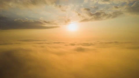Dawn above the clouds, drone view. Dawn Hyperlapse Video stock 141173487