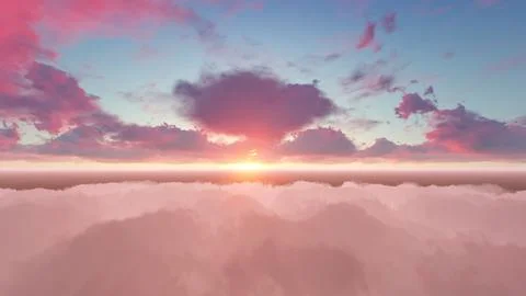 Dawn among the clouds.3D Render 스톡 일러스트