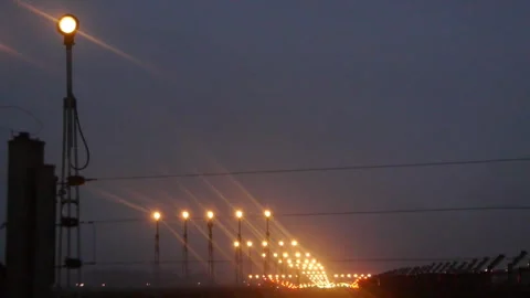 Dawn Approach Lights Stock Footage 306696508