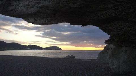 Dawn on the beach of Cabo de Gata Stock Footage 91026454