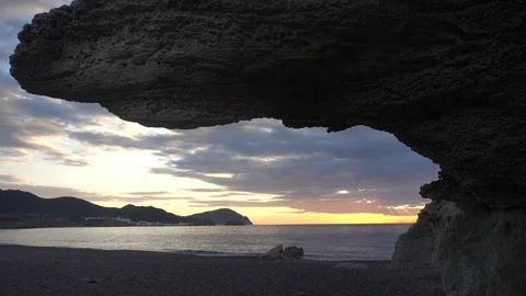 Dawn on the beach of Cabo de Gata Stock Footage 91026705