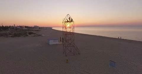 Dawn on the beach. Video stock 96188241