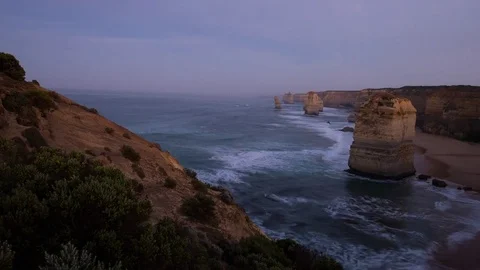 Dawn Breaks at the Twelve Appostles Stock Footage 70341195