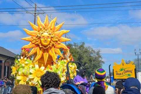 Dawn of Carnival Float in the Rex Parade on Mardi Gras Stock Photos
