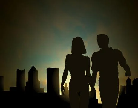 Dawn city Stock Illustration