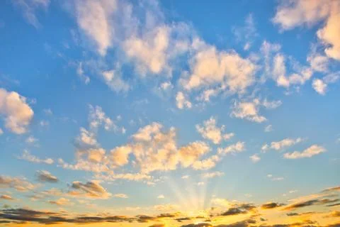 Dawn Clouds Sky Replacement First Day Sun Rays Stock Photos
