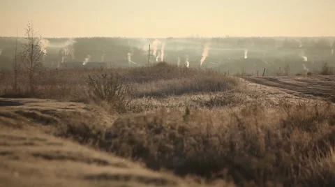 Dawn dew home smoke Stock Footage 49071659