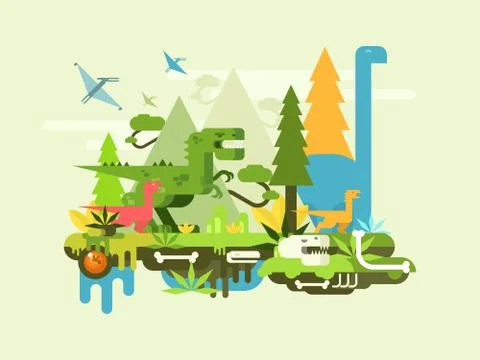 Dawn of the dinosaurs Stock Illustration