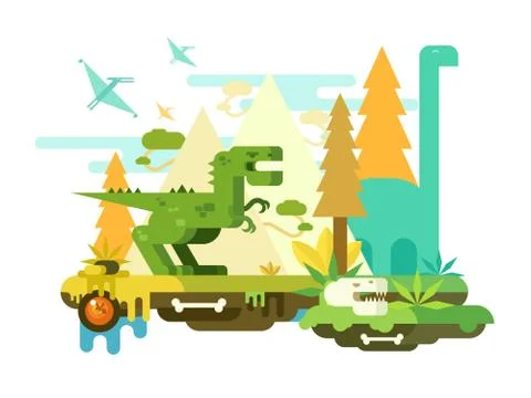 Dawn of the dinosaurs Stock Illustration